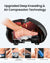 Image of the Renpho UK Shiatsu Foot Massager Pro + (2nd Generation) with the caption "Upgraded Deep Kneading & Air Compression Technology." The cutaway view reveals internal components designed for a targeted foot massage with heat. At the bottom, smaller images show feet being massaged through squeezing and kneading techniques, illustrating its adjustable functions.