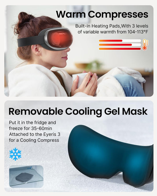 Renpho Eyeris 3 Eye Massager has warm compresses and a removable cooling gel mask.