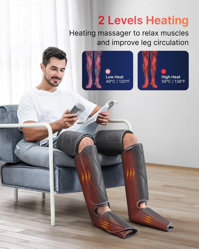 Renpho Leg Massager Heating relax muscles and improve leg circulation (A)